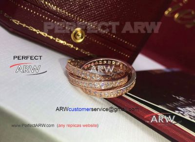 Perfect Replica Trinity De Cartier Rose Gold Diamonds Ring